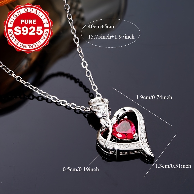 Women's S925 Silver Floral Heart Necklace, Romantic Gift